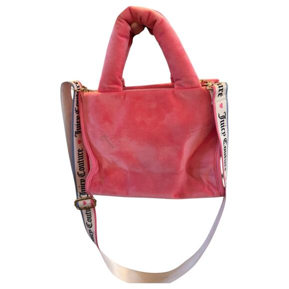 Juicy Couture Pink Velour Tote Crossbody Logo Bag Y2K - Picture 5 of 16